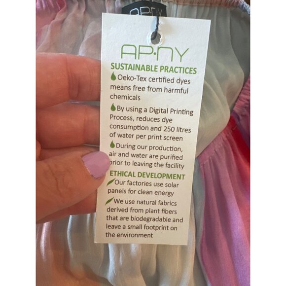 APNY Sustainable Fabric Boho 70s Hippie Rainbow Modern Blouse S Artsy Top New - Picture 7 of 12